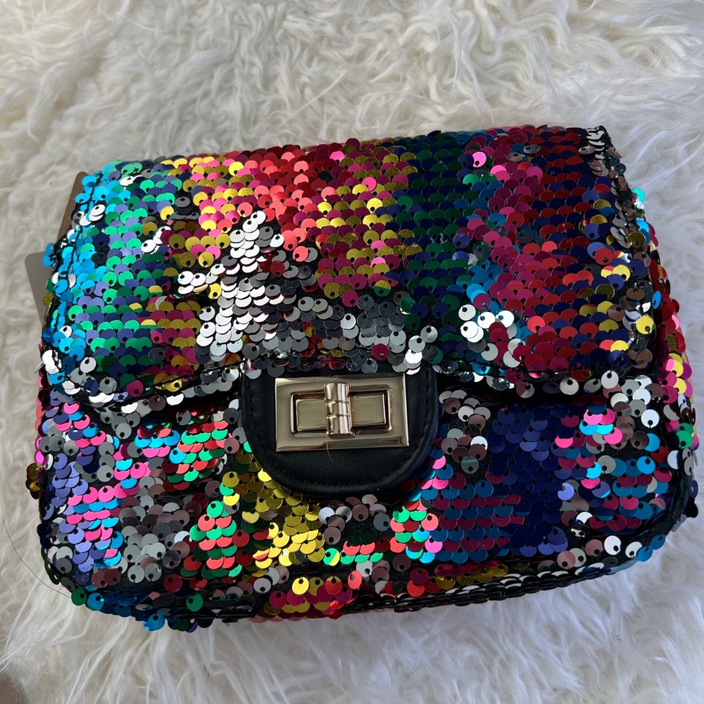 Sequin Flap Crossbody Bag – Multicolor